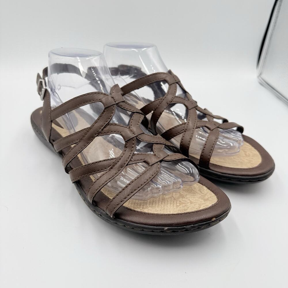 B.O.C. Born Concepts Brown Strappy Slingback Sandals Boho Chic Womens 10 Casual